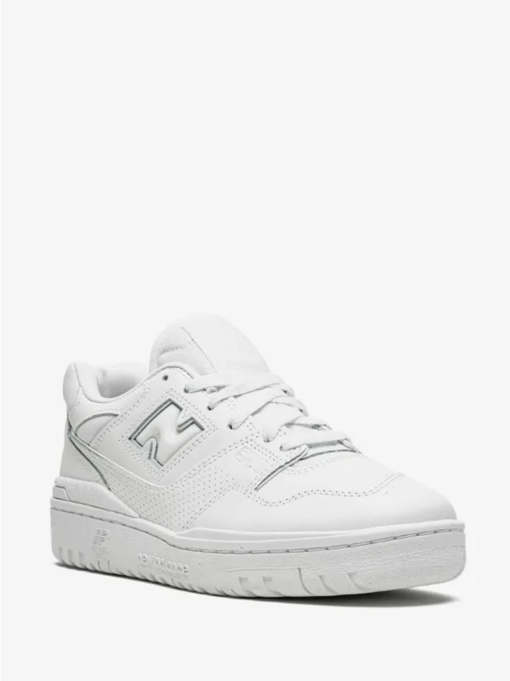 New Balance Men White Leather Low-Top Sneaker